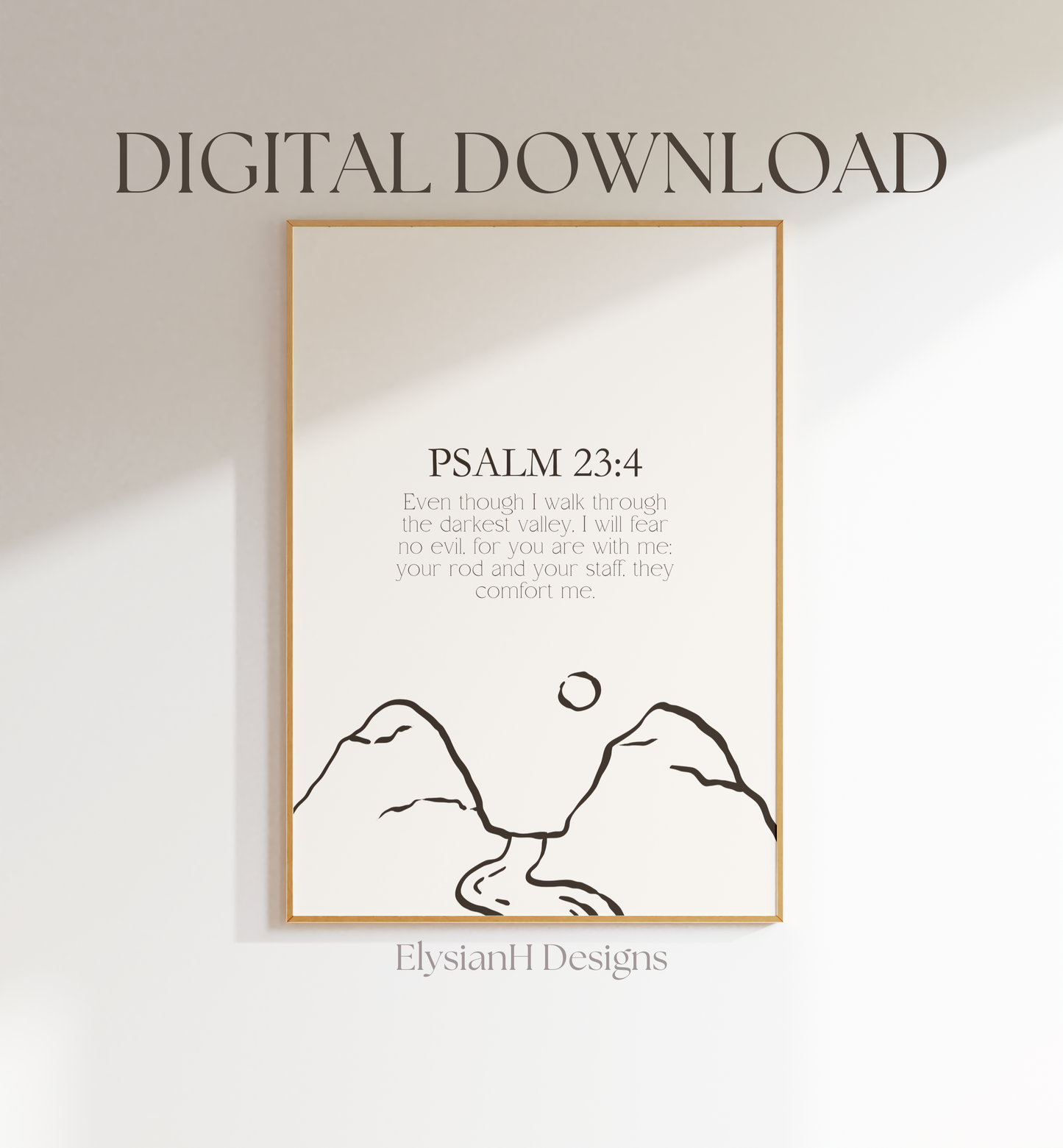 'Fear No Evil' Psalm 23:4 Digital Download Poster