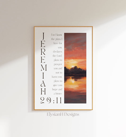 Jeremiah 29:11 Poster | Sunrise art | Bible verse prints, Printed & Shipped, Christian Home Decor Print, Christian Faith