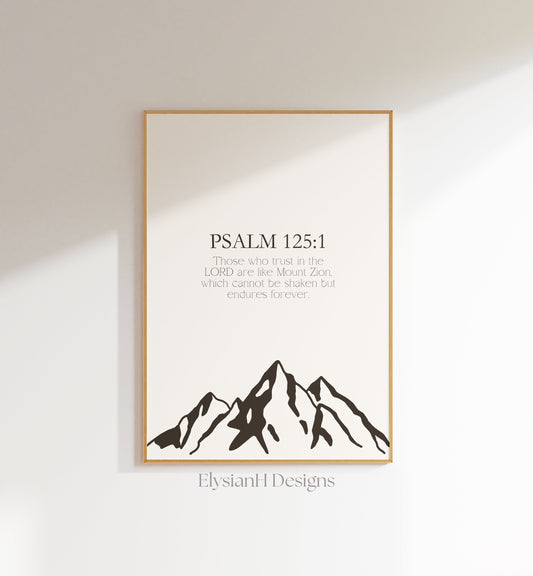 Psalm 125:1 Poster | Mountain art | Bible verse prints, Printed & Shipped, Christian Home Decor Print, Christian Faith