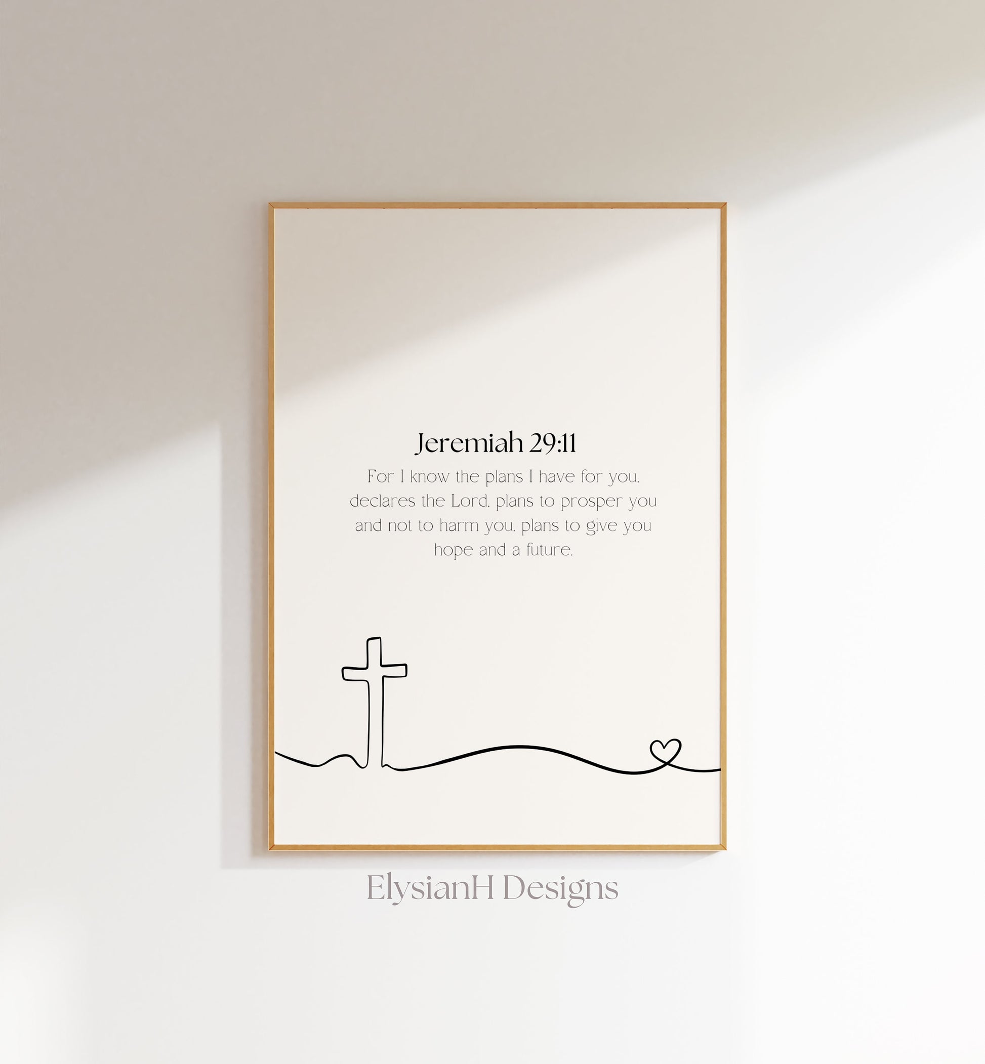 Jeremiah 29:11 Poster | Cross and Heart | His Promise | Bible verse prints, Printed & Shipped, Christian Home Decor Print, Christian Faith